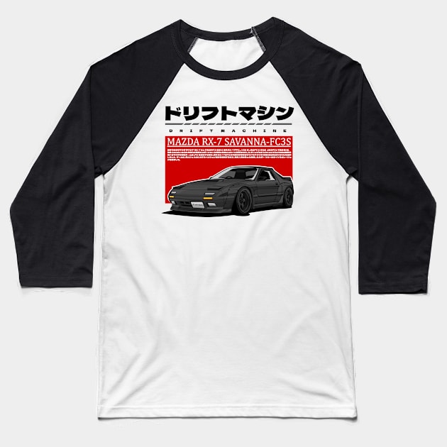 MAZDA RX-7 SAVANNA FC3S(BLACK) Baseball T-Shirt by HFP_ARTWORK